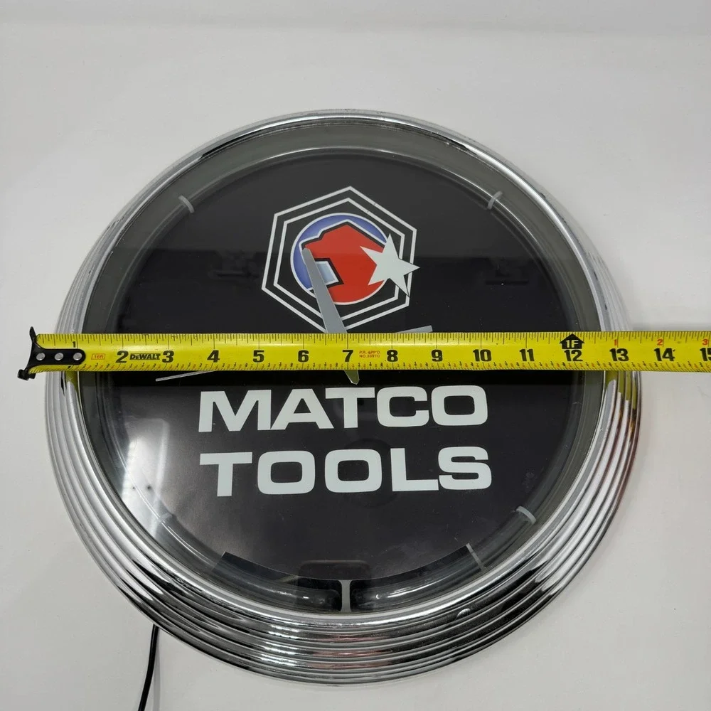 Rare Matco Tools Red Neon Light Wall Clock 13‎ Inch (Broken Clock)